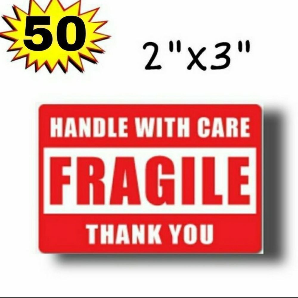7/$15 50ct Fragile Handle With Care Shipping Stickers 2"×3"